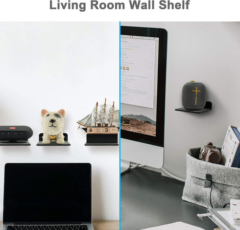 TXEsign Small Wall Shelf Speaker Stand, Mount for Webcam, Cell Phones, Mesh Router, Display Shelf Acrylic (Black)...