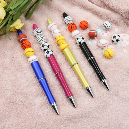36pcs Silicone Beads for Pens Keychain Making 12mm Bulk Baseball Basketball Football Sport Focal Silicone Loose Beads Bracelet Necklace DIY Craft ...