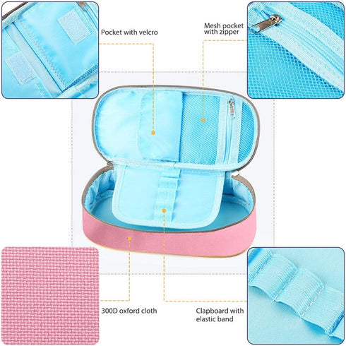 Pencil Case, Homecube Big Capacity Pen Bag Makeup Pouch Durable Students Stationery With Double Zipper, Pink...