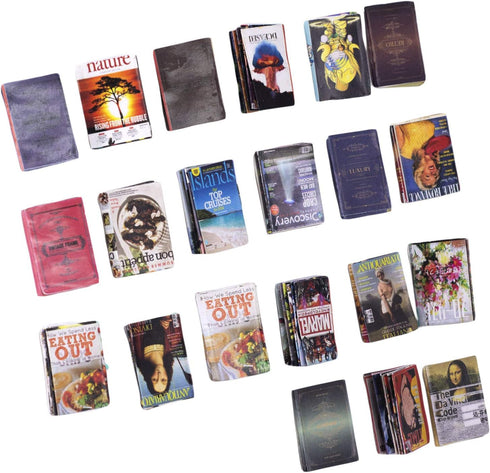 Dollhouse Miniatures Magazine Books Mini Books Mini House Accessories Books Model Dollhouse Accessories 1:12 Scale DIY Puzzle Project Doll House F...