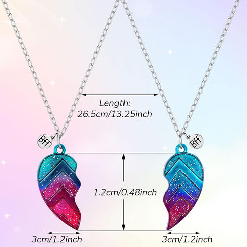2 Pieces Half Heart Bff Necklace Friendship Necklace for Friend Birthday Party...