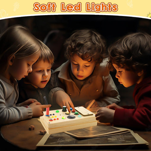 Montessori Busy Board Toddler Toys,Wooden Sensory Toys for Toddlers 1-3 with LED Light Up Buttons Baby Educational Toy Gifts for Kids 2-4 Fidget T...