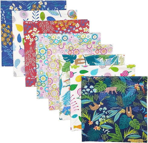 Fat Quarters Fabric Bundles, 8 Pcs 20x20inches(50x50cm) Sewing Patterns Quarter Precut Fabrics for Quilting Squares Sheets, Premium Cotton Bundle ...