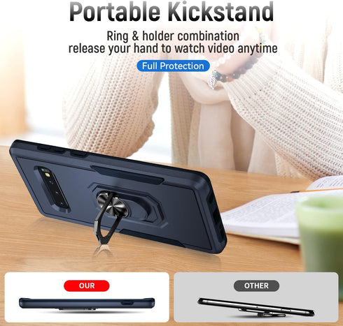 for Samsung Galaxy S10 Plus Case with Kickstand Armor Magnetic Ring Rugged Protective Military Grade Shockproof Case for Galaxy S10+ Plus Phone Ca...