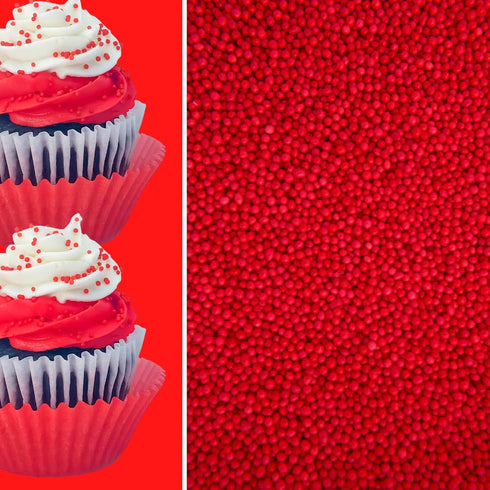 Sprinkle Deco Deep Red Nonpareils Bake In Sprinkle On Mini Pearls Confetti Sprinkles Toppings For Cake Cookie Cupcake Icecream Donut 6oz Bag...