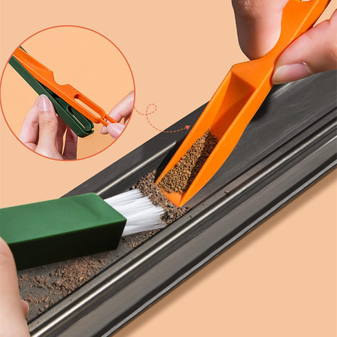 4 PCS Hand-held Groove Gap Cleaning Tools, Window Door Sliding Track Cleaning Brush + Dustpan Cleaning Brushes, Home Kitchen Cleaning Brush Tool...
