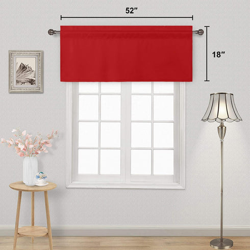 DWCN Red Christmas Valance for Windows Rod Pocket Blackout Window Valance Curtains for Kitchen Bedroom 52 x 18 inch Long,1 Panel...