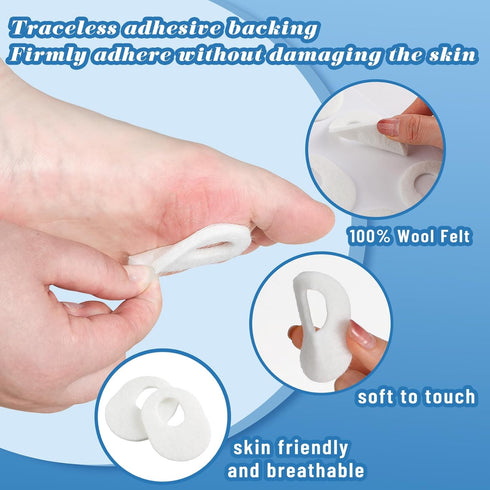 WILLBOND 30 Pcs Callus Pads Soft Felt Callus Oval Shape Corn Pads for Bottom of Foot Adhesive Foot Corn Pads for Men and Women Feet Toes Heel Pain...