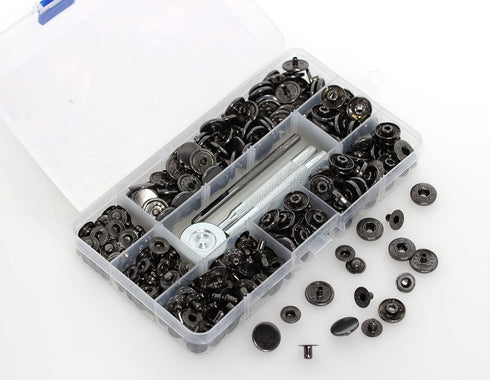 80 Sets Heavy Duty Leather Snap Fasteners Kit, BetterJonny 15mm Metal Snap Buttons Press Studs Leather Snaps with 4 Setter Tools for Clothes Brace...