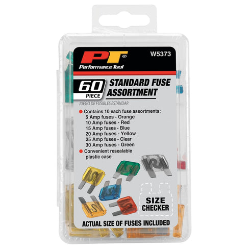 Performance Tool W5373 60-Piece Standard Fuse Assortment With Wide Range of Amp Ratings (5A, 10A, 15A, 20A, 25A, and 30A)....