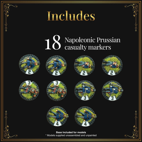 Wargames Delivered Black Powder War - Epic Battles: Napoleonic Prussian Casualty Markers, Revolutionary War Tabletop Toy Soldiers for Miniature Wa...