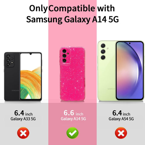 MINSCOSE Compatible with Samsung Galaxy A14 5G Case,Cute Bling Glitter Thin Slim Shockproof TPU Sparkly Cover for Women Girl for Galaxy A14 6.6 IN...