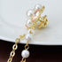 Champagne Tone Crystal Pearl Daisy Flower Brooches Pins with Pearl Chain Tassel Sweater Guard Clip Pin...