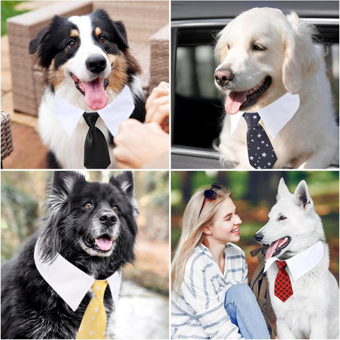 Segarty Dog Neck Tie Large, 6 Pack Adjustable Cute Pet Ties Collars Grooming Accessories Formal Wedding Costume Black Red Dog Necktie Collar Set f...