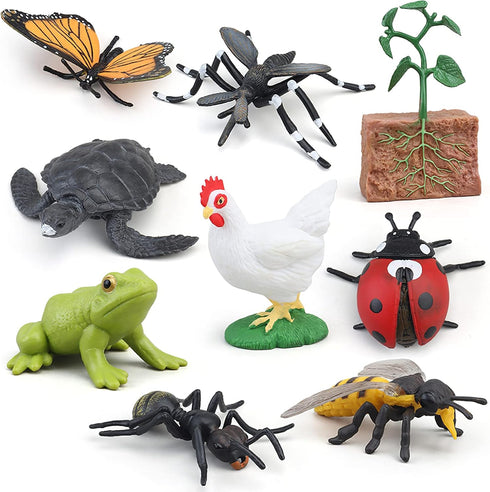 Montessori Life Cycle Animal Figures with Flash Cards, Realistic Animal Figurines Toy, Animal Educational Matching Game for 3+ year old Toddlers K...