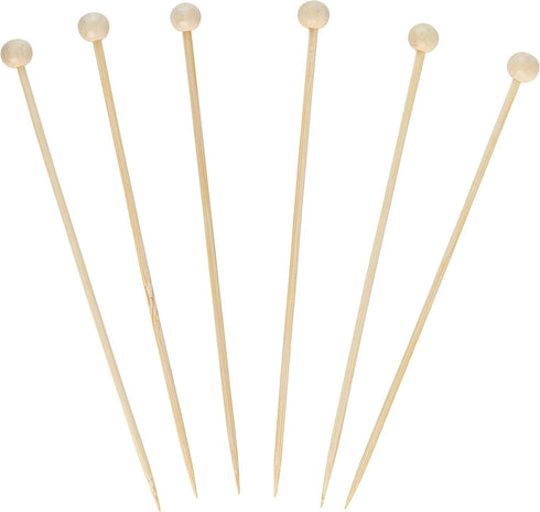 Plasticpro Cocktail Picks Bamboo Toothpicks with Ball End for Cocktails, Appetizers, Fruits, Dessert, 6 inches Pack of 200...