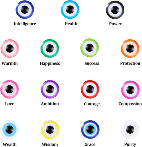 Hicarer 1050 Pieces 15 Style Evil Eye Beads 6mm Evil Eye Charms Beads Jewelry Turkish Spacer Flat Round Charms Spacer for DIY Bracelet Earring Nec...