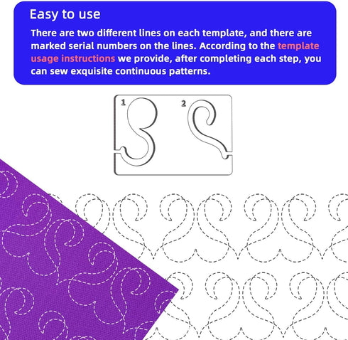 2Pcs Free Motion Quilting Rulers and Templates Quilting Templates for Machine Quilting Quilting Supplies Quilting Stencil with Instruction and Non...