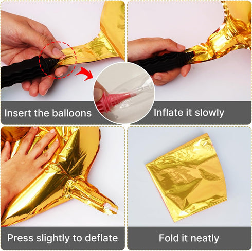 PartyWoo Metallic Gold Foil Balloons 6pcs 22 Inch Large Round Foil Big Giant Orbz 4D Jumbo Inflatable Mirror Ball Mylar Balloons for Graduation Bi...