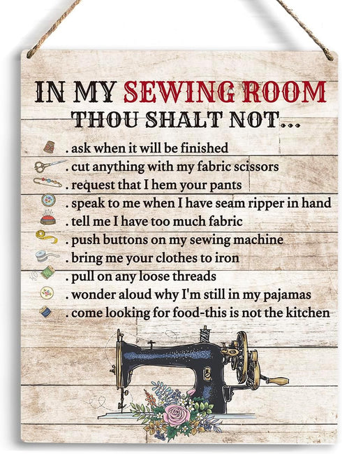 In My Sewing Room Wall Art for Sewing Lovers gifts Wooden Hanging Sign Gift for Home Bar Cafe Farm Store Garage Club - 10x8 In...