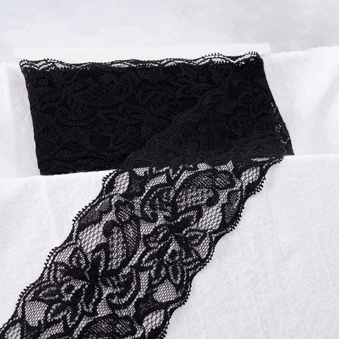 VU100 Black Lace Ribbon, 3.14 Inches Wide Lace Trim Sewing Craft Elastic Embroidery Stitching Process for DIY Bridal Wedding Fabric Decoration Gif...