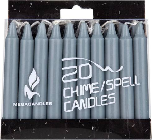 Mega Candles 20 pcs Unscented Gray Exquisite Mini Taper Spell Candles, 4 Inch Tall x 1/2 Inch Diameter, Magic Chimes, Enchantment, Casting Rituals...