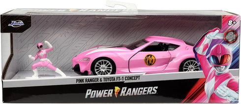 Mighty Morphin Power Rangers 1:32 Toyota FT-1 Concept Die-cast Car with 1.65" Pink Ranger Figure, Toys for Kids and Adults...