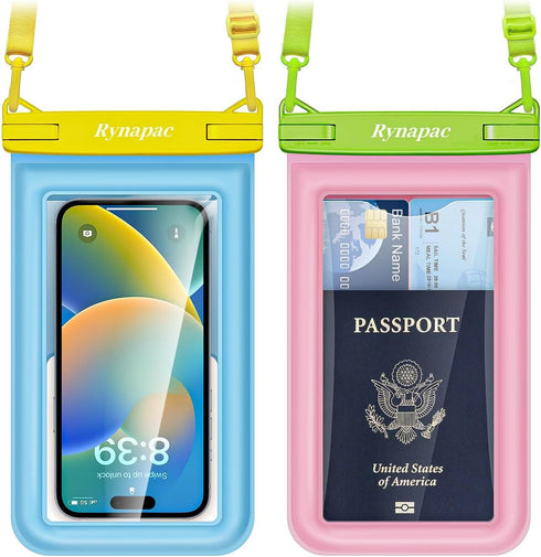 Waterproof Phone Pouch Floating - 8.5in Waterproof Phone Case for Beach Travel Must Haves, 2 Pack Underwater Cell Phone Holder with Lanyard for iP...