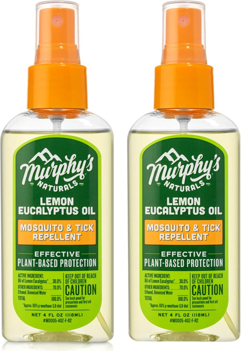 Murphy's Naturals Lemon Eucalyptus Oil Insect Repellent Spray | DEET-Free, Plant-Based | Mosquito and Tick Repellent for Skin + Gear | 4 Ounce Pum...