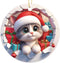 3D Cute Cat in Santa Hat Christmas Ornament - Christmas Oranment - Xmas Tree Decoration - Fun 2023 Christmas Ornament - 3" Round PVC Ornament - Pr...