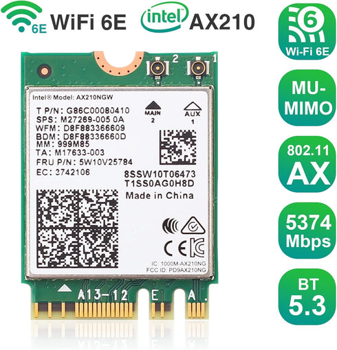 EDUP WiFi 6E Wireless Card Intel AX210 NGW Bluetooth 5.3 5400Mbps Tri-Band 2.4Ghz/5Ghz/6Ghz Network Adapter for Laptop Support Windows 10/11 (64bi...