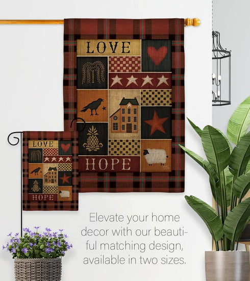Breeze Decor Primitive Collage Love Hope Garden Flag Country Living Farm Western Barn American Rustic Cowboy Rural Ranch House Decoration Banner S...