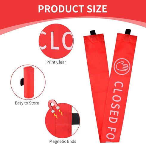 2 Pieces Red Closed for Cleaning Sign with Magnetic Ends Magnetic Restroom Signs Closed for Cleaning Banner Cleaning in Progress Sign for Door 42×...