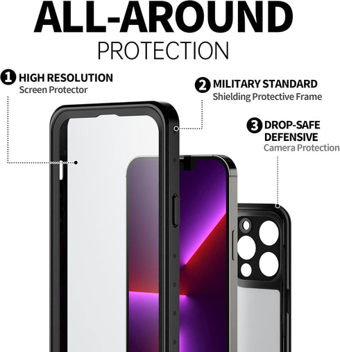 BEASTEK iPhone 13 Pro Waterproof Case, NRE Series Shockproof Dustproof Underwater IP68 with Built-in Screen Protector Anti-Scratch Protective Cove...