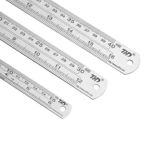 ZZTX Metal Ruler Stainless Steel Ruler Straight Edge Measuring Tool 6 Inch +12 Inch + 16 Inch 6 Pack Set...