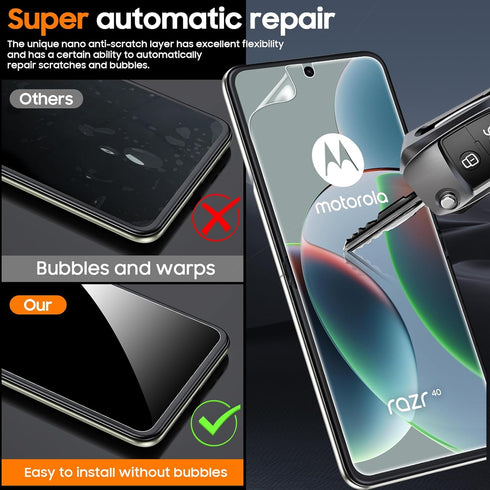 ?4 Pack?for Motorola Razr 2023 Screen Protector, 2 Pack Screen Protector + 2 Pack Lens Protector, HD Transparent, Anti-scratch, Automatic Repair W...