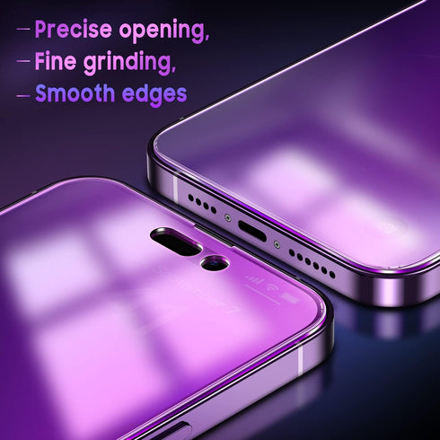 Uyiton Privacy Screen Protector for iPhone 14 Pro Max - Anti-Spy, Anti-Blue Light, HD Full Coverage Tempered Glass with Frame, Purple......
