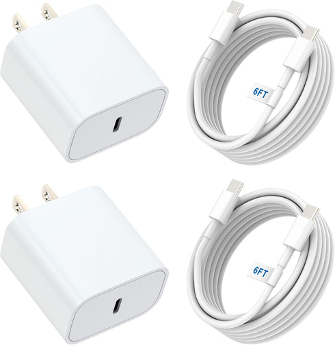 iPhone 15 Charger Fast Charging, 2-Pack 6FT Long USB C to C Fast Charging Cable Cord with C Chargers Fast Charging Blocks Compatible for IP 15/15 ...