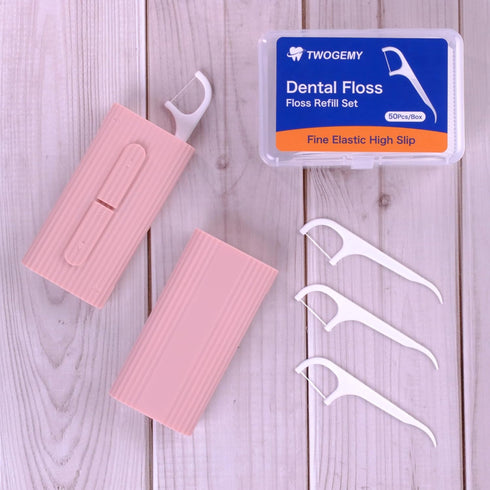 Pink Dental Floss, 2 Pack 10 Count and 50 PCS/Box, Total Package of 70 Picks Adult Floss in Set Meal. The Perfect Portable Flossing Travel Set for...