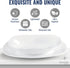 Bormioli Rocco Parma Set Of 6 Appetizer, Salad and Dessert plates, 7.75 Inch Tempered Opal Glass, Clean White, Linear & Curved Design, Dishwasher ...