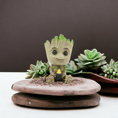 Mini Groot Figurine Miniature Model Home Accessories Decompression Artefact Kids (Bird Nest Model)...