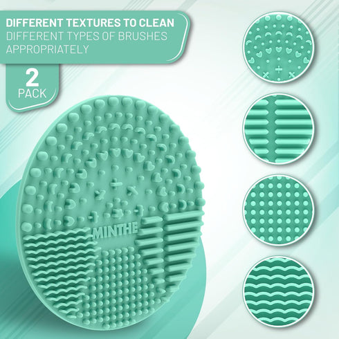 MINTHE™ Makeup Brush Cleaner Mat | 2 Pack | Silicone Makeup Brush Cleaning Mat, Make Up Brush Cleaner Pad, Makeup Brush Mat Cleaner, Makeup Cleane...