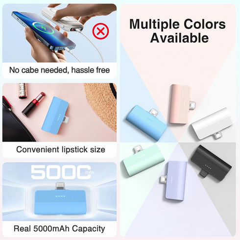 KKD Portable Charger for iPhone,Real MFi Certified with 5000mAh 12W Small Power Bank Phone Charger Battery Pack for iPhone Series 14/13/12/11/XR/X...