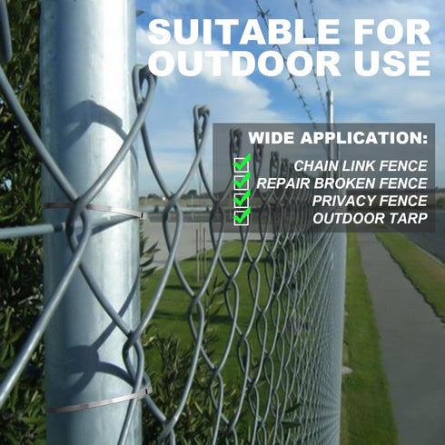Metal Zip Ties 12inch Stainless Steel Cable Ties 100 Pack 270lbs Heavy Duty Self-locking Wire Ties High Temp Zipties Chain Link fence Ties Multi P...
