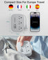 European Travel Plug Adapter USB C, Popowell International European Plug Adapter, 4 FT Travel Power Strip with 3 Outlets & 3 USB, Type C Power Ada...