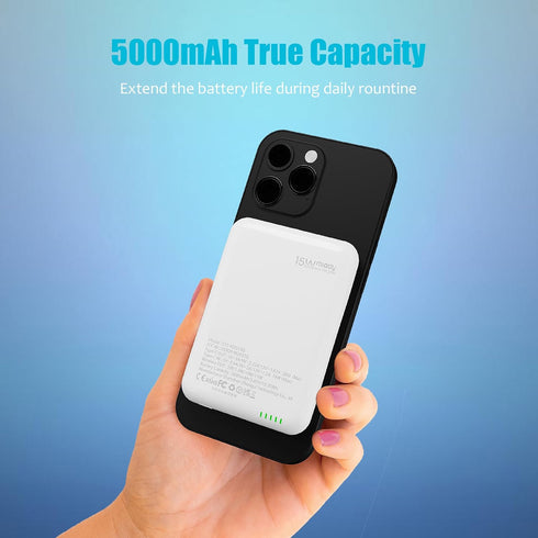Miady 5000mAh Magnetic Wireless Portable Charger for iPhone, Fast Charging Portable Phone Charger/w Colorful Display, Magnetic Battery Pack Charge...