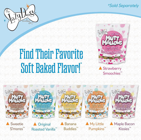 The Lazy Dog Cookie Co. Soft Dog Treats, Mutt Mallows Strawberry Smoochies, for Small, Medium and Large Dogs, Wheat-Free, Baked in The USA, 5 oz. ...
