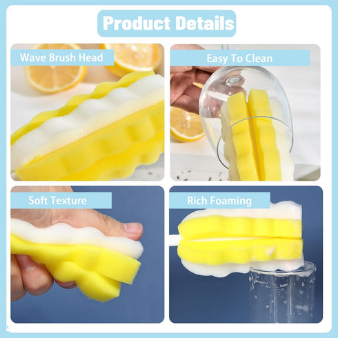 8PCS Bottle Brush Replacement Sponge Heads Environmental Protection Cup Cleaner Brush Sponge Replacement Heads Suitable for INVODA Sponge Bottle B...