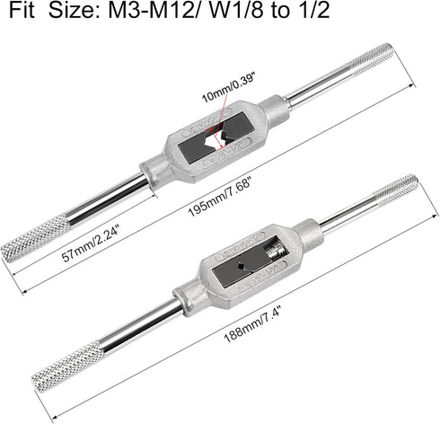 uxcell Adjustable Tap Wrench Handle, for Metric M3-M12 W1/8-1/2 Taps, Thread Tap Holder Reamer Hand Tapping Tool for Machinist Repair, Medium Carb...