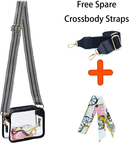 KlaOYer PVC Clear Crossbody Bags, Stadium Approved Transparent Shoulder Bag Handbag Small Square Phone Bag Zipper Purse...